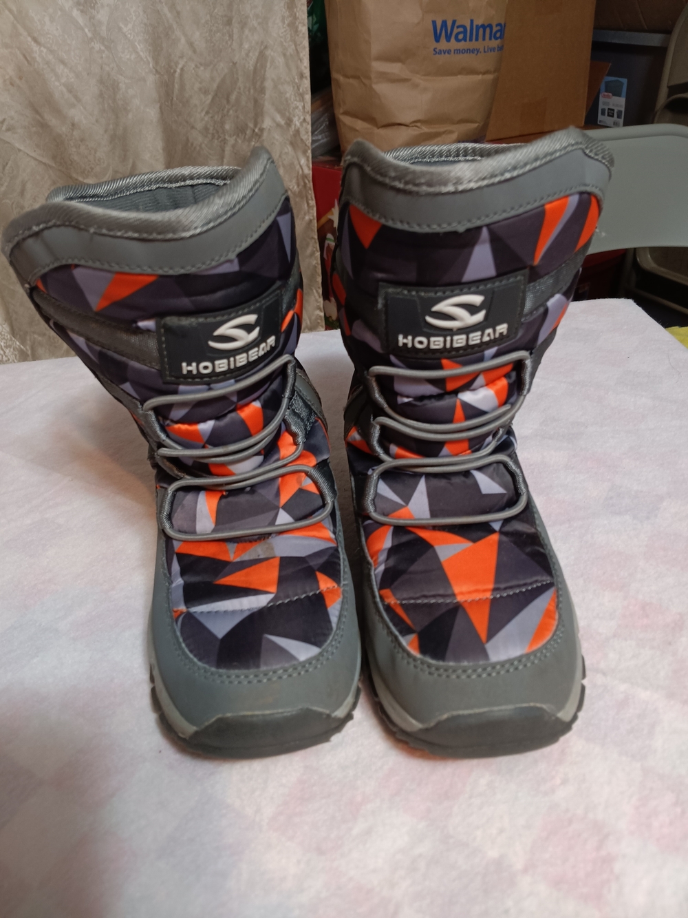 Hobibear Kids' Gray & Orange Geometric Winter Boots